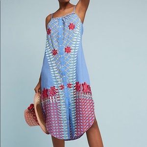 Anthropologie embroidered shift dress sz L